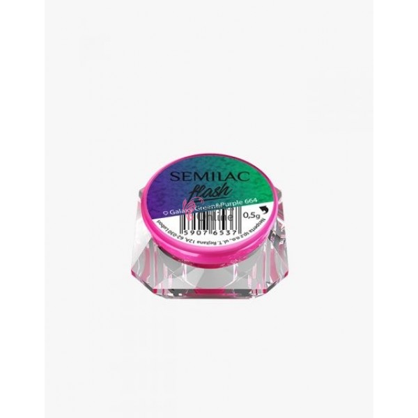 Pigment Semilac pentru gel Semiflash tip fulgi Flash Galaxy Green Purple 664
